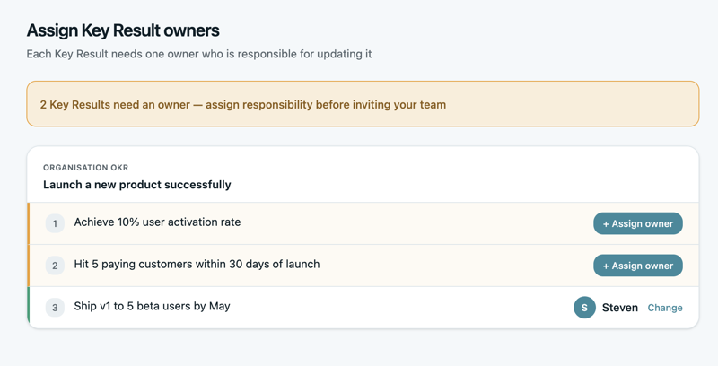 OKRs Tool: Kr ownership