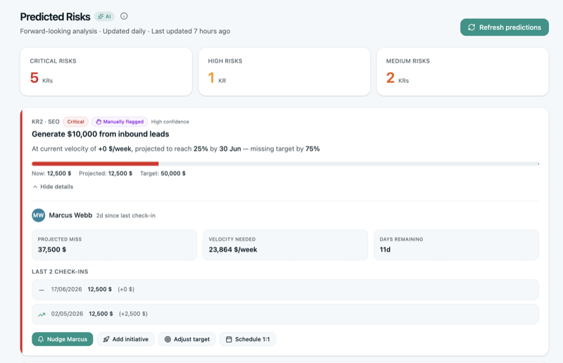 OKRs Tool: Predicted risks