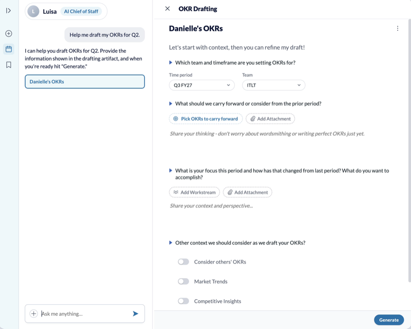 WorkBoard: Draft okrs